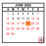 District School Academic Calendar for Jackson Elementary for June 2025