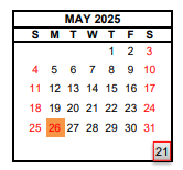 District School Academic Calendar for Sunnyside High for May 2025