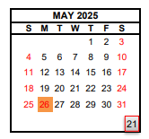 District School Academic Calendar for Fresno Academy For Civic And Entrepreneural Leader for May 2025