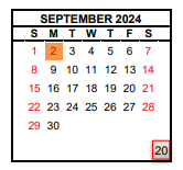 District School Academic Calendar for Balderas Elementary for September 2024