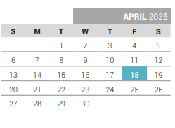 District School Academic Calendar for Taylor Elementary for April 2025