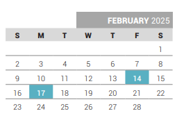 District School Academic Calendar for Mooneyham Elementary for February 2025