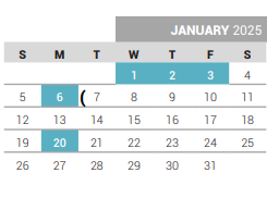 District School Academic Calendar for Mooneyham Elementary for January 2025