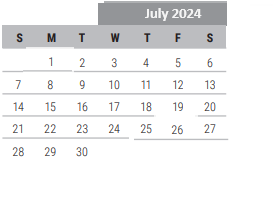 District School Academic Calendar for Bledsoe Elementary for July 2024