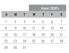 District School Academic Calendar for Boals Elementary for June 2025