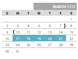 District School Academic Calendar for Collin Co J J A E P for March 2025