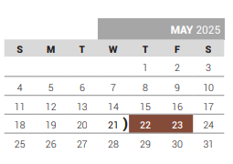 District School Academic Calendar for Mooneyham Elementary for May 2025