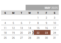 District School Academic Calendar for Bright Elementary for May 2025