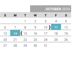 District School Academic Calendar for Mooneyham Elementary for October 2024