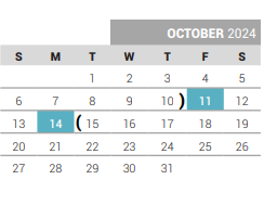 District School Academic Calendar for Pink Elementary for October 2024