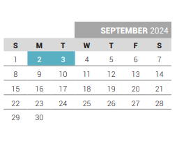 District School Academic Calendar for Fisher Elementary for September 2024