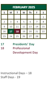 District School Academic Calendar for Brookview Elementary School for February 2025