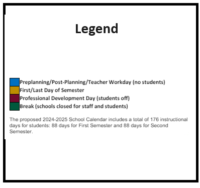 District School Academic Calendar Legend for Fulton County Elementary/middle School