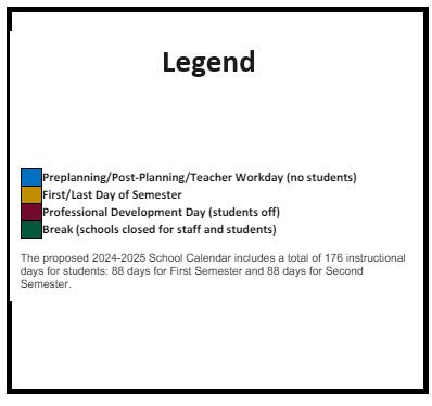 District School Academic Calendar Legend for Fulton County High School