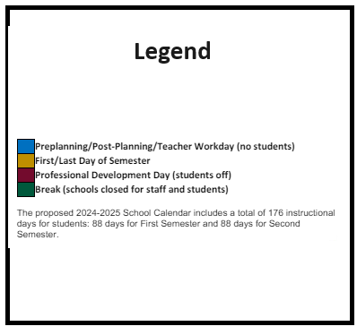 District School Academic Calendar Legend for E. C. West Elementary School