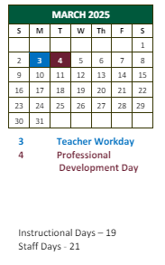 District School Academic Calendar for Mcclarin Alternative School for March 2025