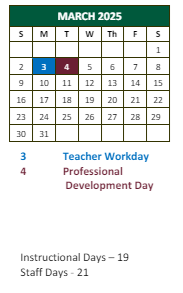 District School Academic Calendar for E. C. West Elementary School for March 2025