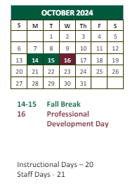 District School Academic Calendar for Fulton County High School for October 2024