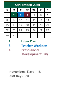 District School Academic Calendar for Woodland Elementary School for September 2024