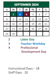 District School Academic Calendar for Ridgeview Middle School for September 2024