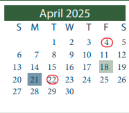 District School Academic Calendar for School For Accelerated Lrn for April 2025