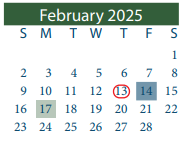 District School Academic Calendar for Galena Park Middle for February 2025