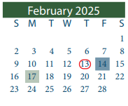 District School Academic Calendar for Pyburn Elementary for February 2025