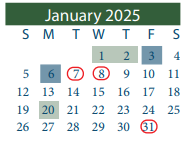 District School Academic Calendar for Galena Park High School for January 2025