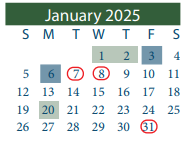 District School Academic Calendar for North Shore Middle for January 2025