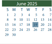 District School Academic Calendar for Cobb 6th Grade Campus for June 2025