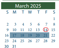 District School Academic Calendar for James B Havard Elementary for March 2025