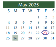 District School Academic Calendar for North Shore Elementary for May 2025