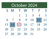 District School Academic Calendar for Green Valley Elementary for October 2024