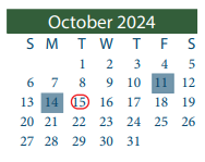 District School Academic Calendar for Woodland Acres Elementary for October 2024