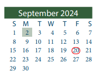 District School Academic Calendar for Jacinto City Elementary for September 2024