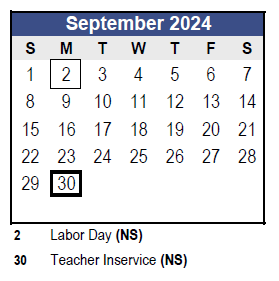 District School Academic Calendar for Charles O Stones Intermediate Ctr for September 2024