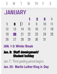 District School Academic Calendar for P I P for January 2025