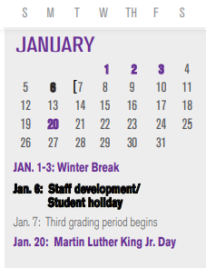 District School Academic Calendar for Spring Creek Elementary for January 2025