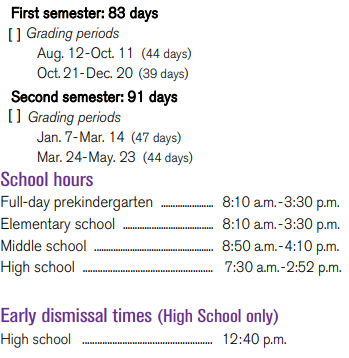 District School Academic Calendar Legend for Naaman Forest High School