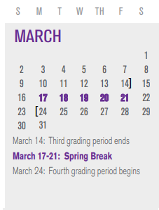 District School Academic Calendar for Coop Behavioral Ctr for March 2025