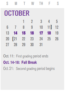 District School Academic Calendar for P I P for October 2024