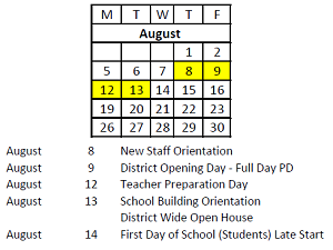 District School Academic Calendar for Glen Park Acad For Excel In Lrn for August 2024