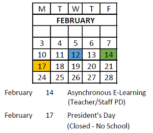 District School Academic Calendar for Glen Park Acad For Excel In Lrn for February 2025