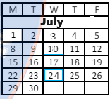 District School Academic Calendar for Glen Park Acad For Excel In Lrn for July 2024