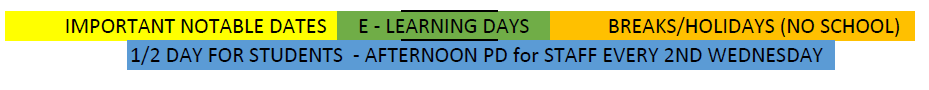 District School Academic Calendar Legend for Glen Park Acad For Excel In Lrn