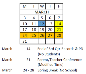 District School Academic Calendar for Glen Park Acad For Excel In Lrn for March 2025