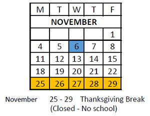District School Academic Calendar for Glen Park Acad For Excel In Lrn for November 2024