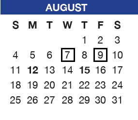 District School Academic Calendar for Sheridan Elem for August 2024