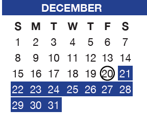 District School Academic Calendar for Sheridan Elem for December 2024