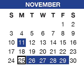 District School Academic Calendar for Sheridan Elem for November 2024
